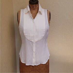 ⭐Lauren Ralph Lauren Cream Tuxedo Style Sleeveless Blouse